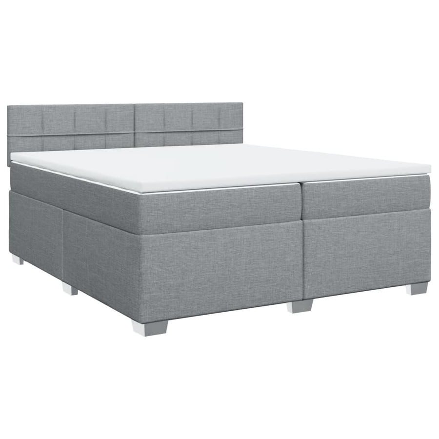 Boxspring met matras stof lichtgrijs 200x200 cm