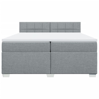 Boxspring met matras stof lichtgrijs 200x200 cm