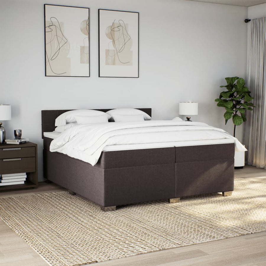 Boxspring met matras stof donkerbruin 200x200 cm