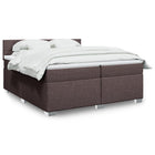 Box spring with dark brown fabric mattress 200x200 cm