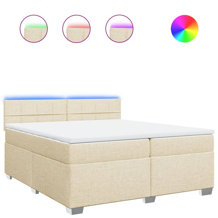Boxspring met matras stof crèmekleurig 200x200 cm