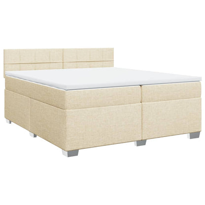 Boxspring met matras stof crèmekleurig 200x200 cm