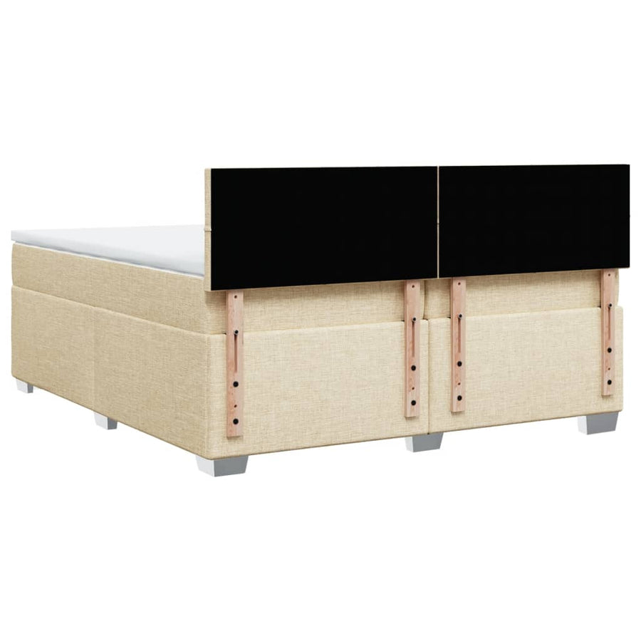 Boxspring met matras stof crèmekleurig 200x200 cm