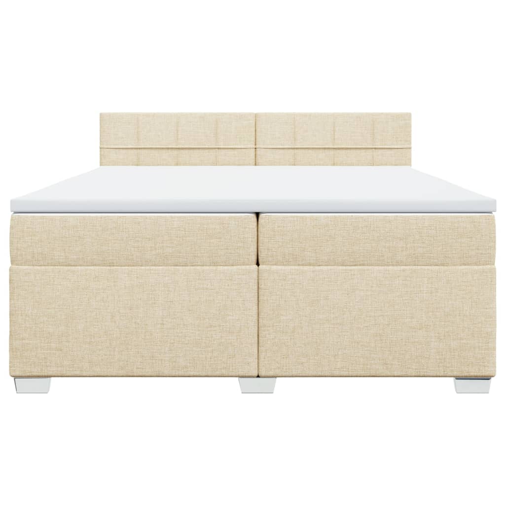 Boxspring met matras stof crèmekleurig 200x200 cm