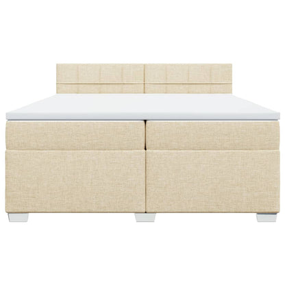 Boxspring met matras stof crèmekleurig 200x200 cm