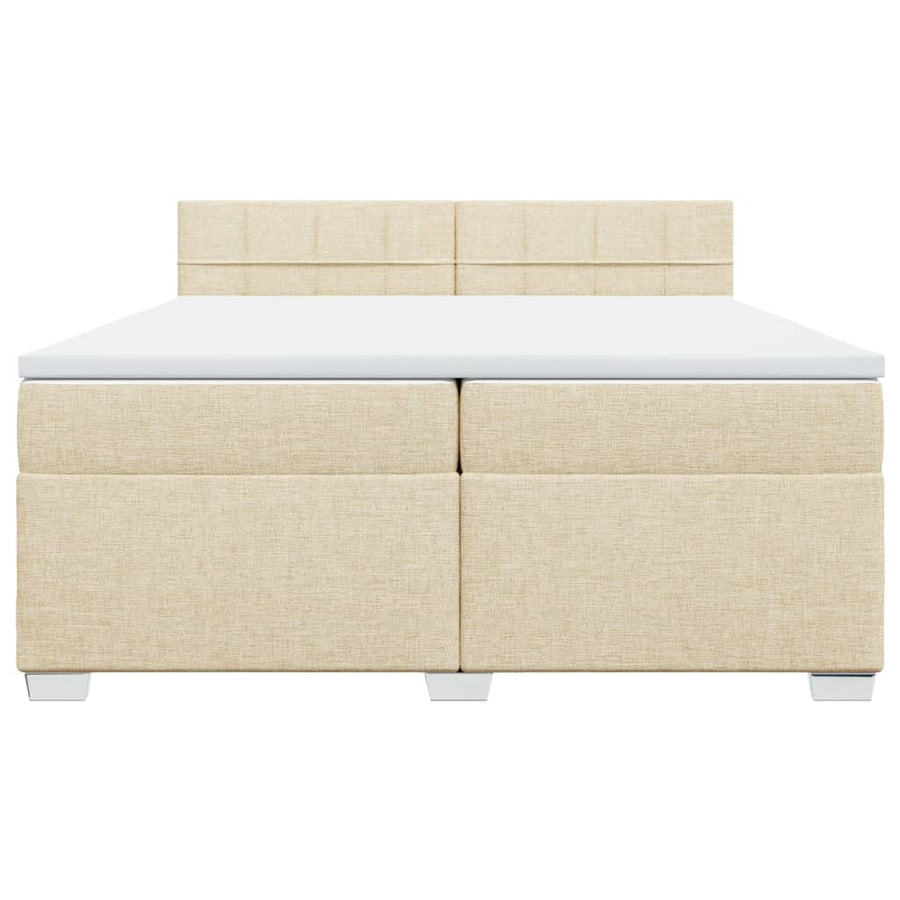 Boxspring met matras stof crèmekleurig 200x200 cm