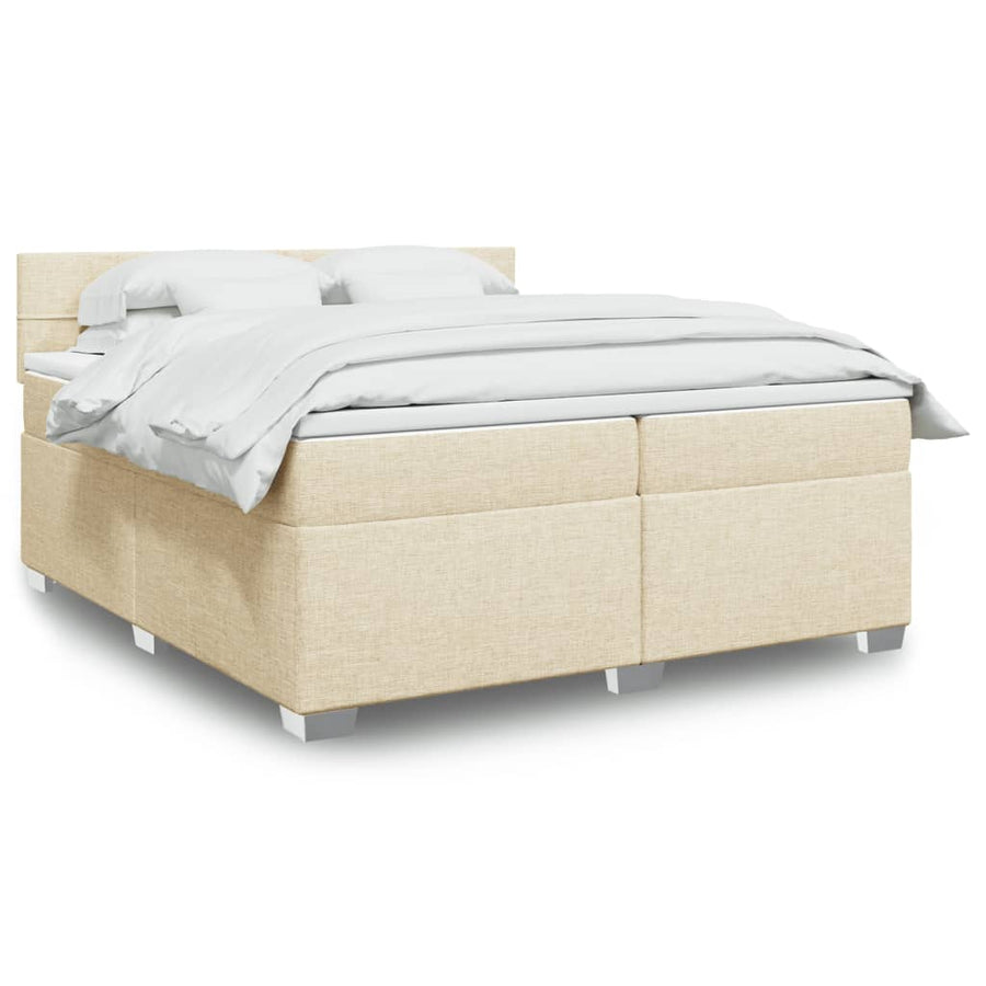 Boxspring met matras stof crèmekleurig 200x200 cm
