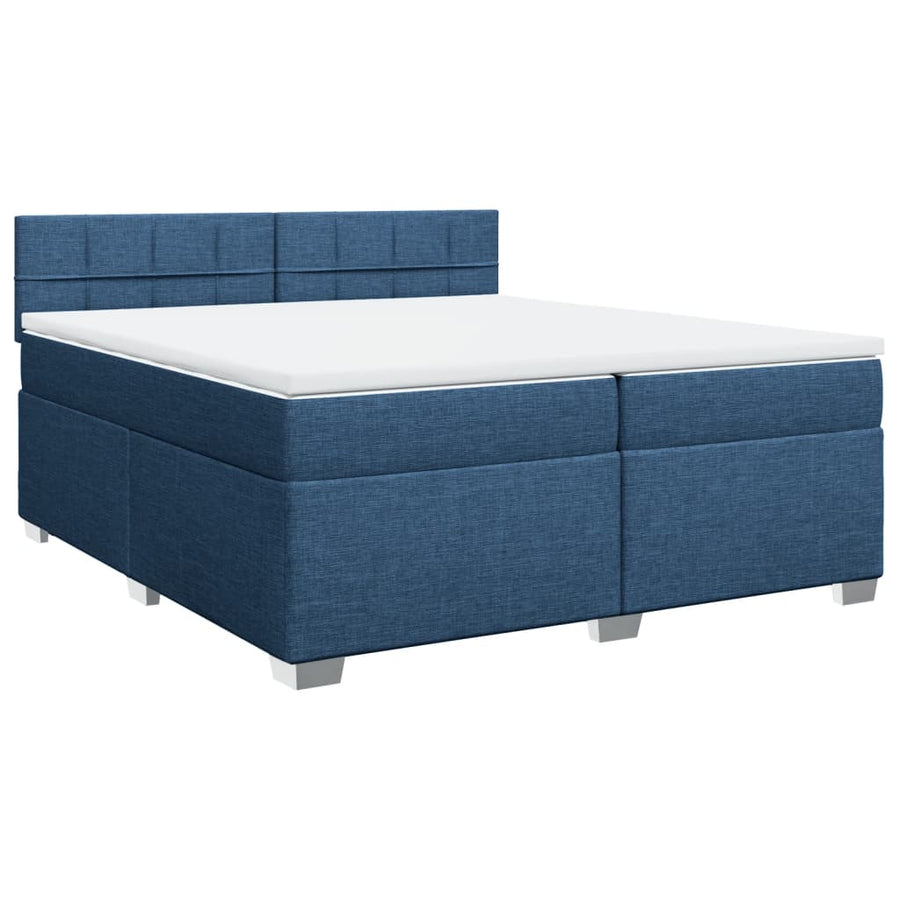 Boxspring met matras stof blauw 200x200 cm