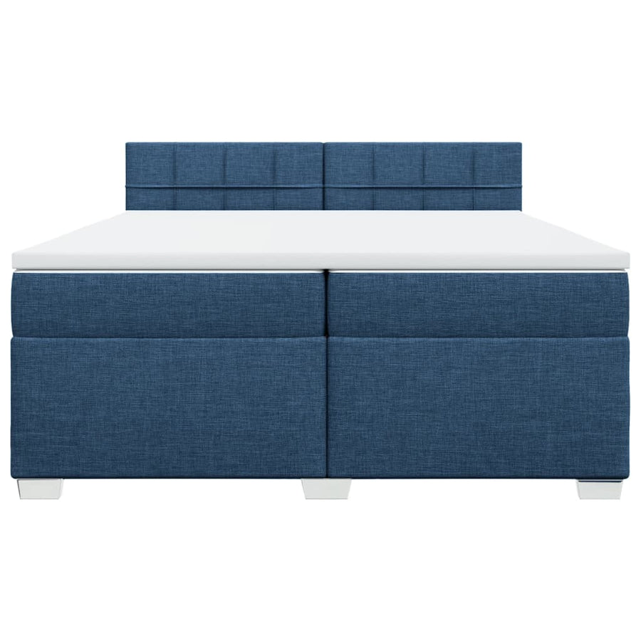 Boxspring met matras stof blauw 200x200 cm