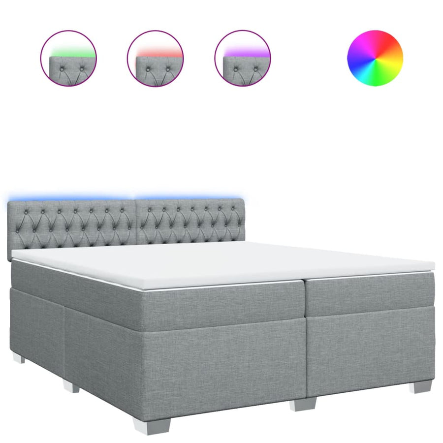 Boxspring met matras stof lichtgrijs 200x200 cm