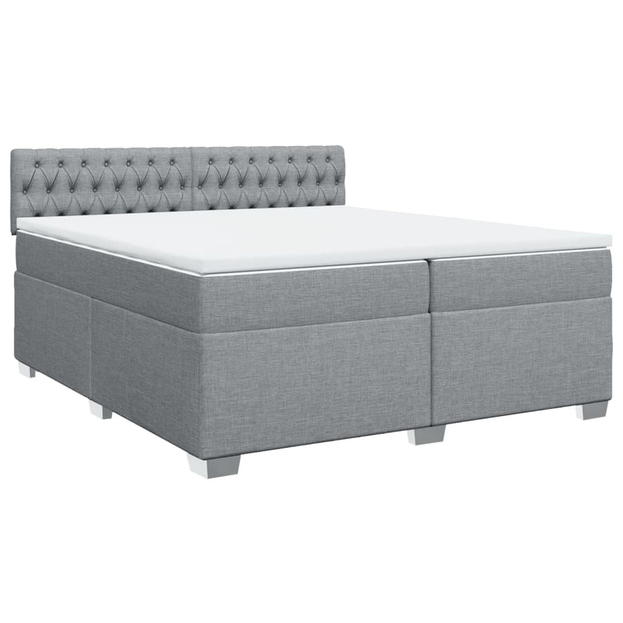 Boxspring met matras stof lichtgrijs 200x200 cm