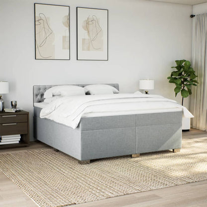 Boxspring met matras stof lichtgrijs 200x200 cm