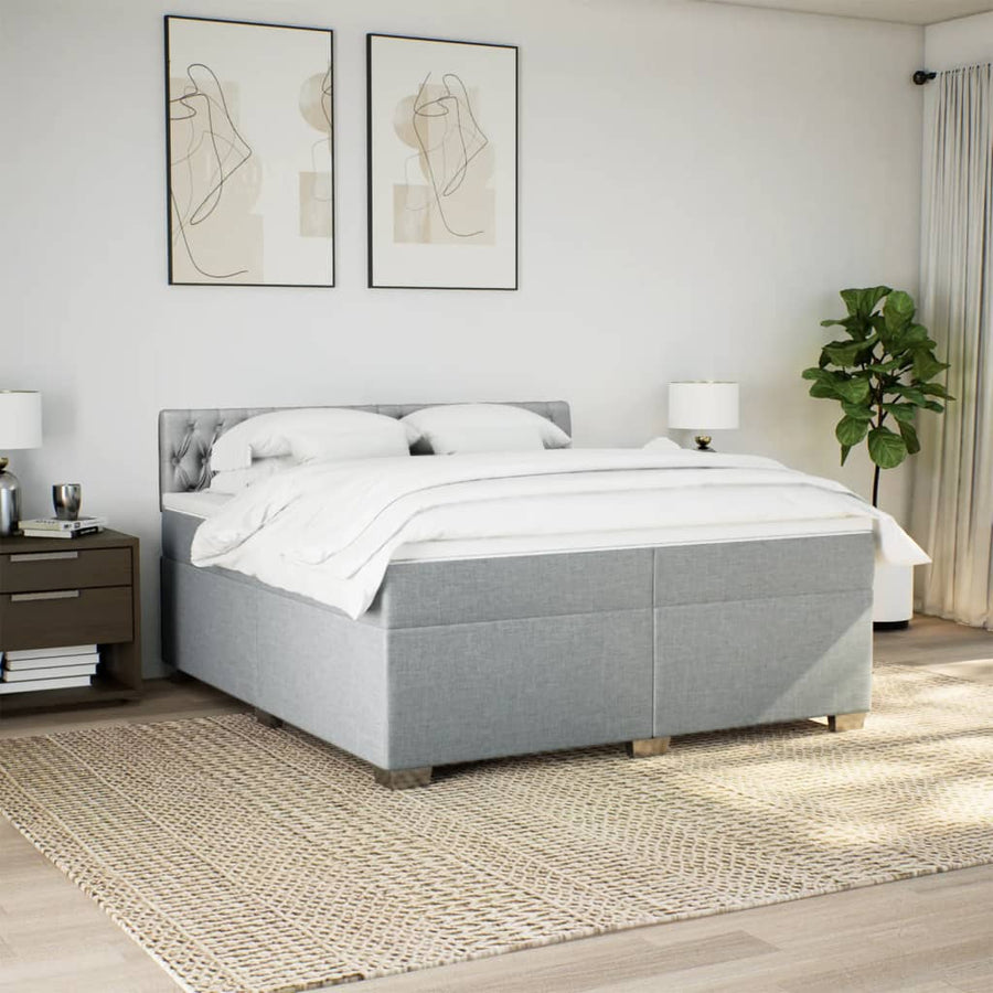 Boxspring met matras stof lichtgrijs 200x200 cm