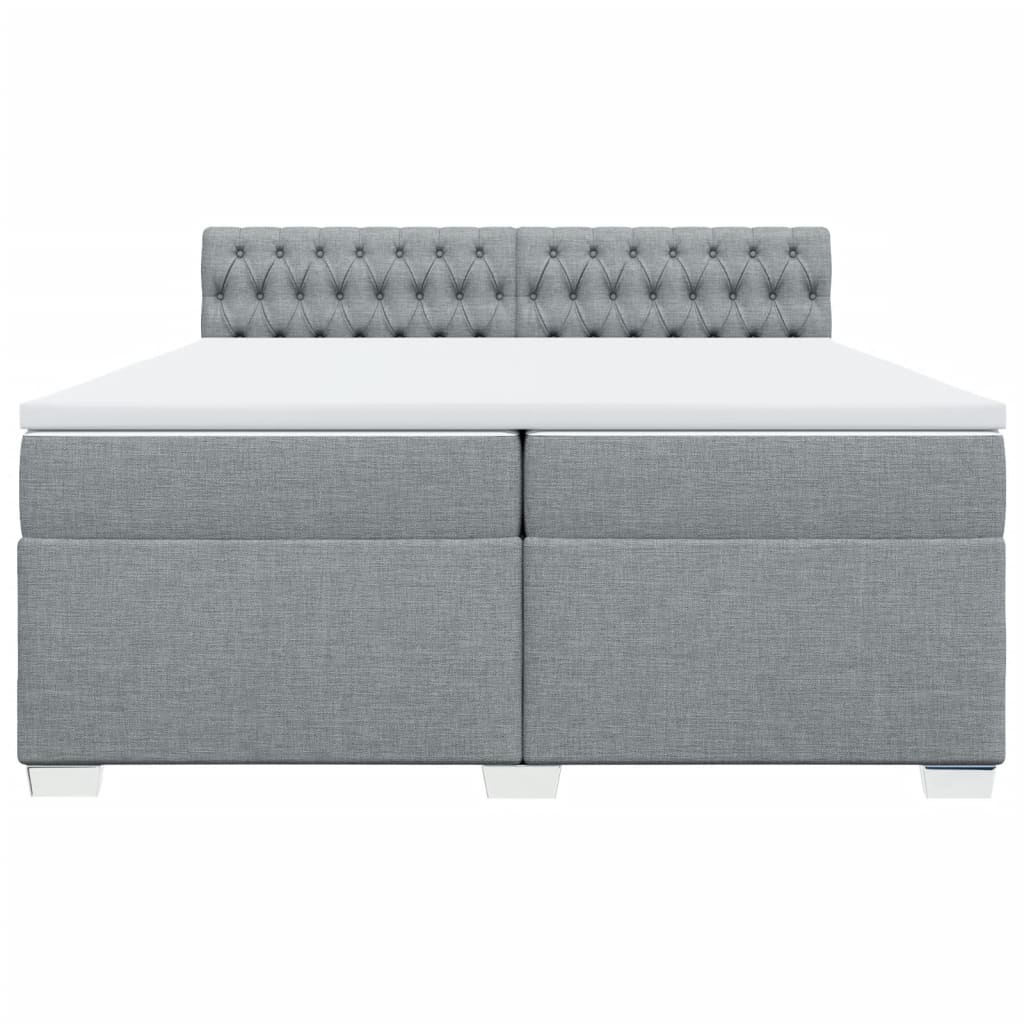 Boxspring met matras stof lichtgrijs 200x200 cm