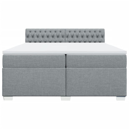 Boxspring met matras stof lichtgrijs 200x200 cm