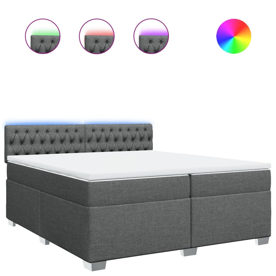 Boxspring met matras stof donkergrijs 200x200 cm