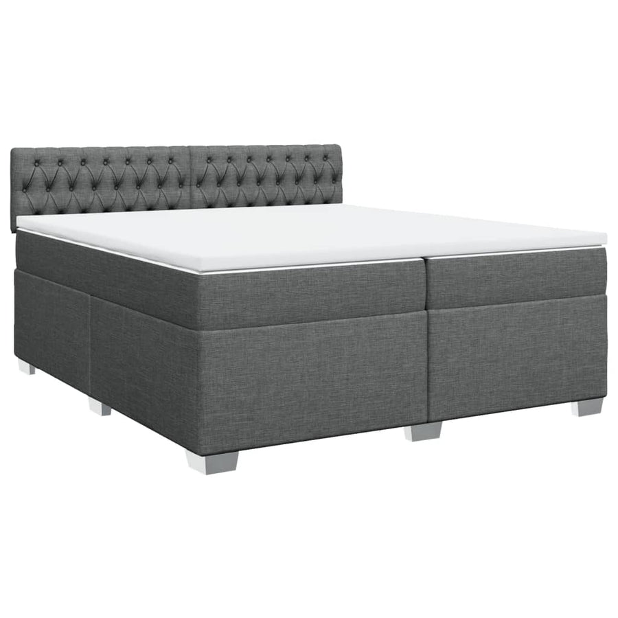 Boxspring met matras stof donkergrijs 200x200 cm