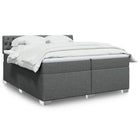 Box spring with dark gray fabric mattress 200x200 cm