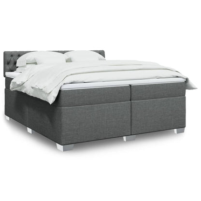 Boxspring met matras stof donkergrijs 200x200 cm