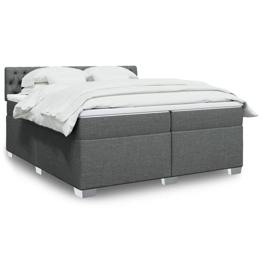 Boxspring met matras stof donkergrijs 200x200 cm