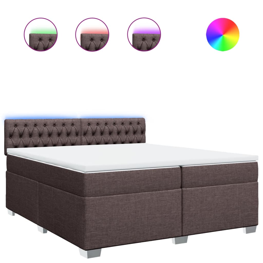 Boxspring met matras stof donkerbruin 200x200 cm