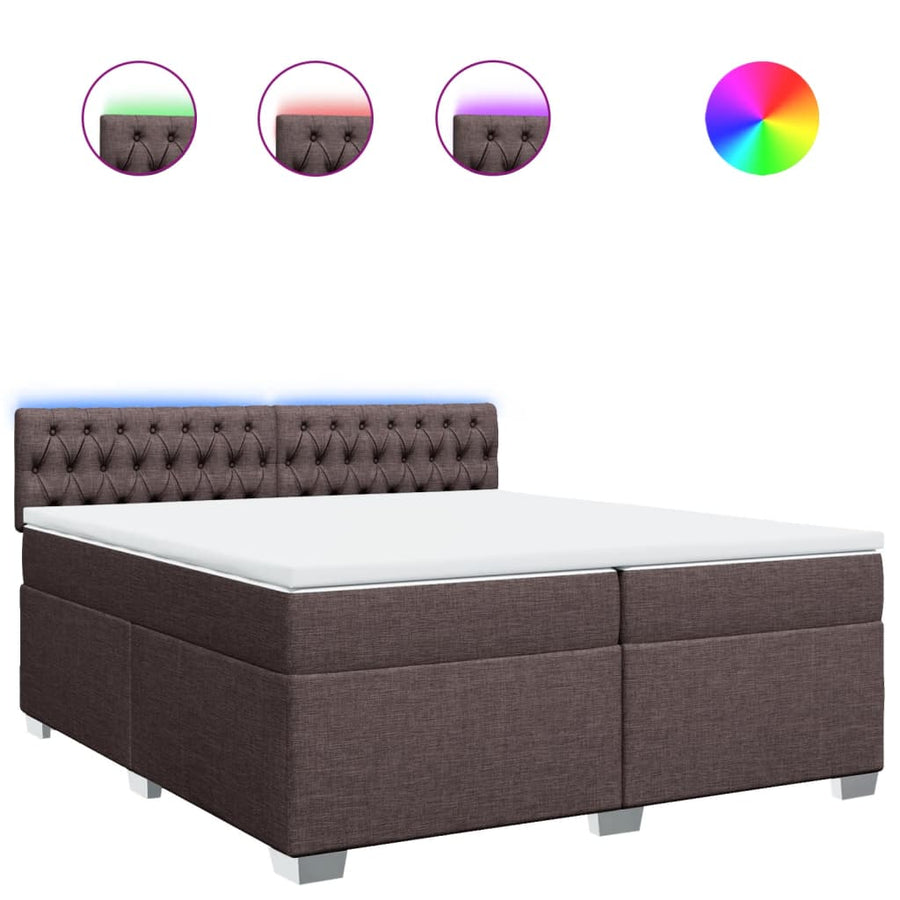 Boxspring met matras stof donkerbruin 200x200 cm