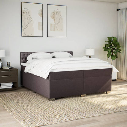 Boxspring met matras stof donkerbruin 200x200 cm