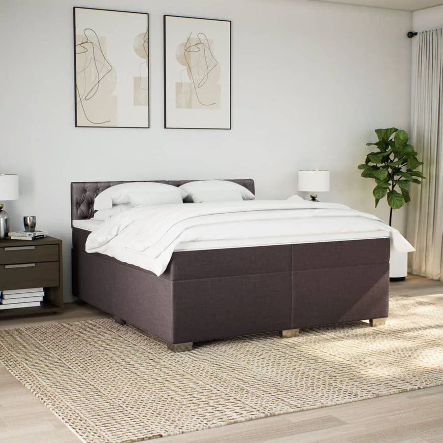 Boxspring met matras stof donkerbruin 200x200 cm