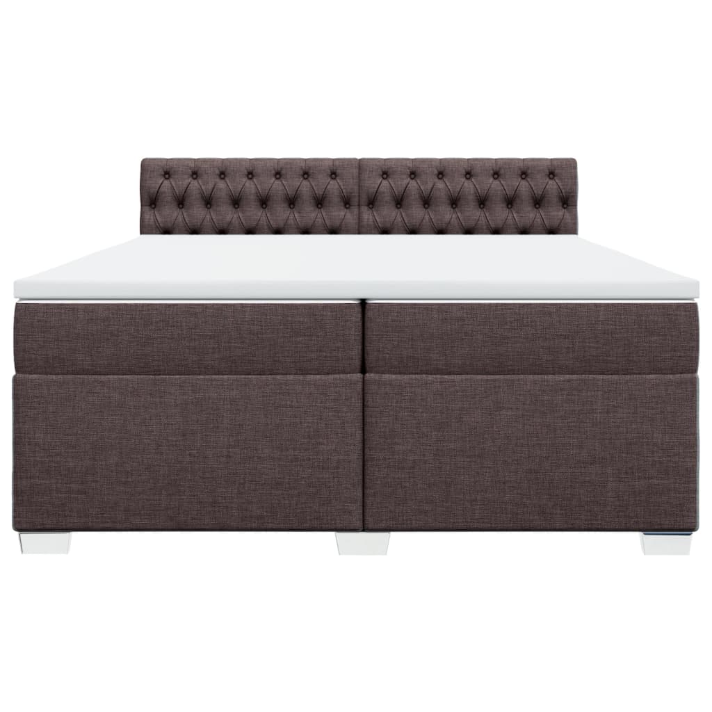 Boxspring met matras stof donkerbruin 200x200 cm
