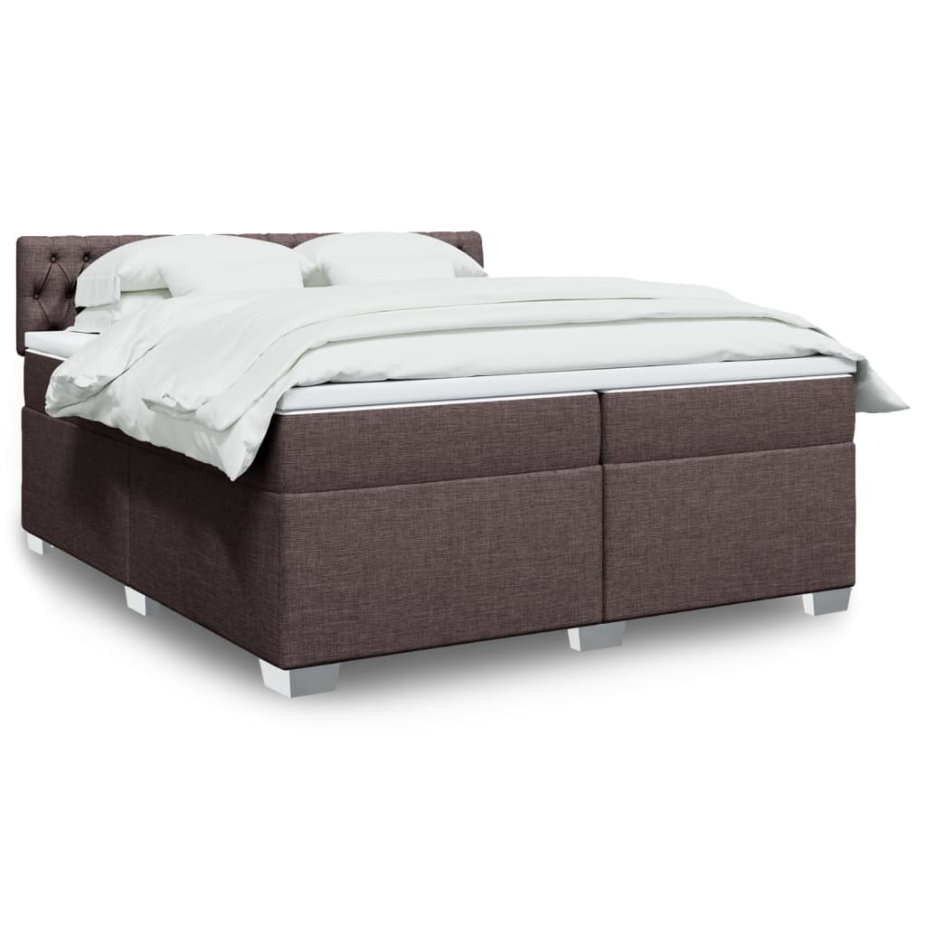 Boxspring met matras stof donkerbruin 200x200 cm