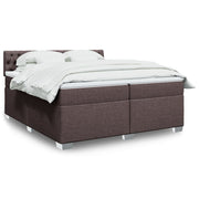 Boxspring 200x200 cm donkerbruin stof