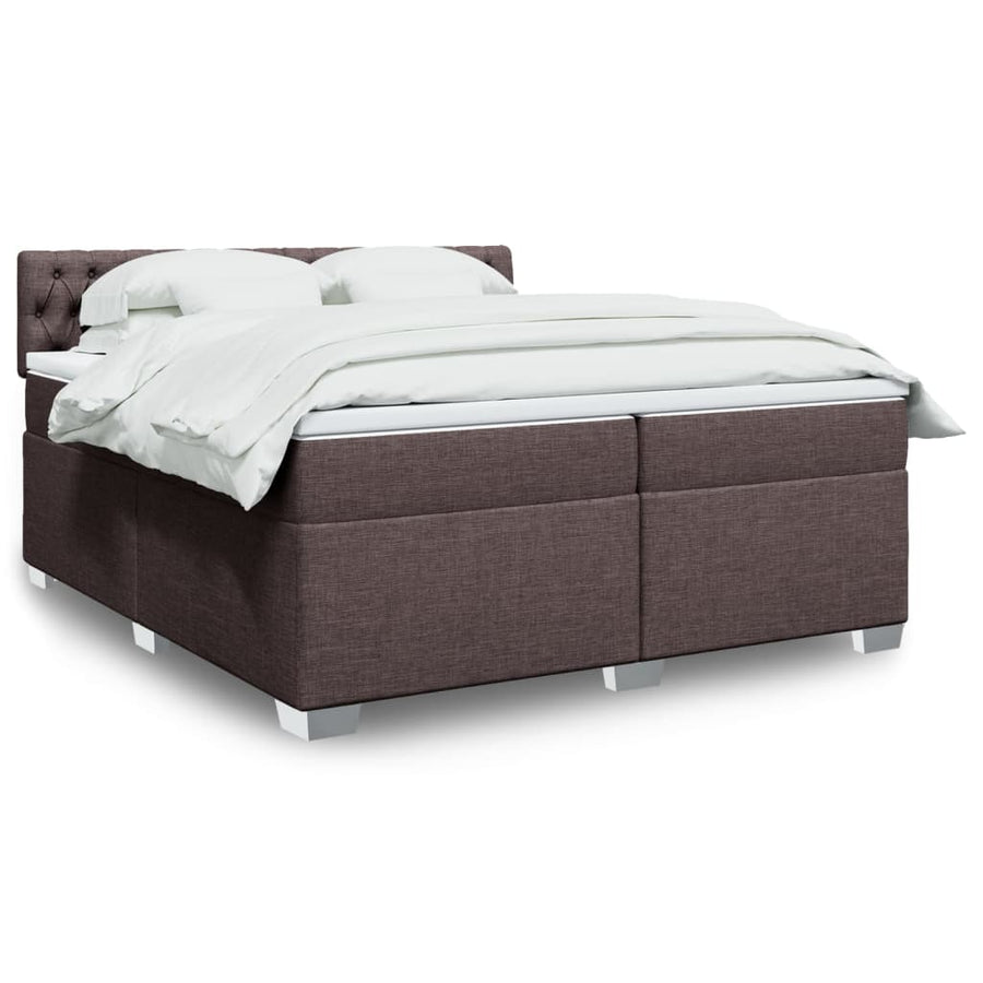 Boxspring met matras stof donkerbruin 200x200 cm