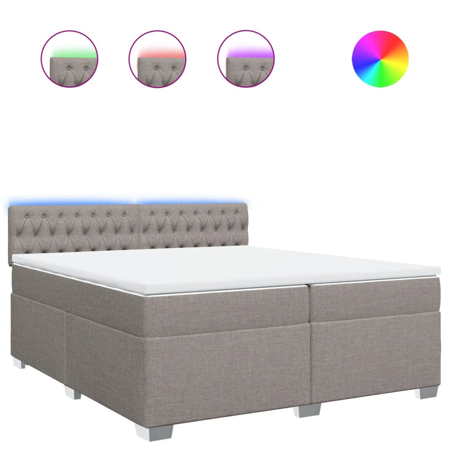 Boxspring met matras stof taupe 200x200 cm