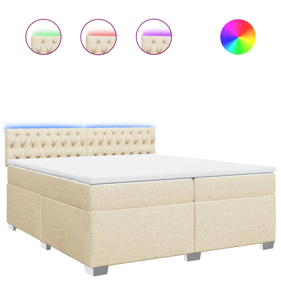 Boxspring met matras stof crèmekleurig 200x200 cm