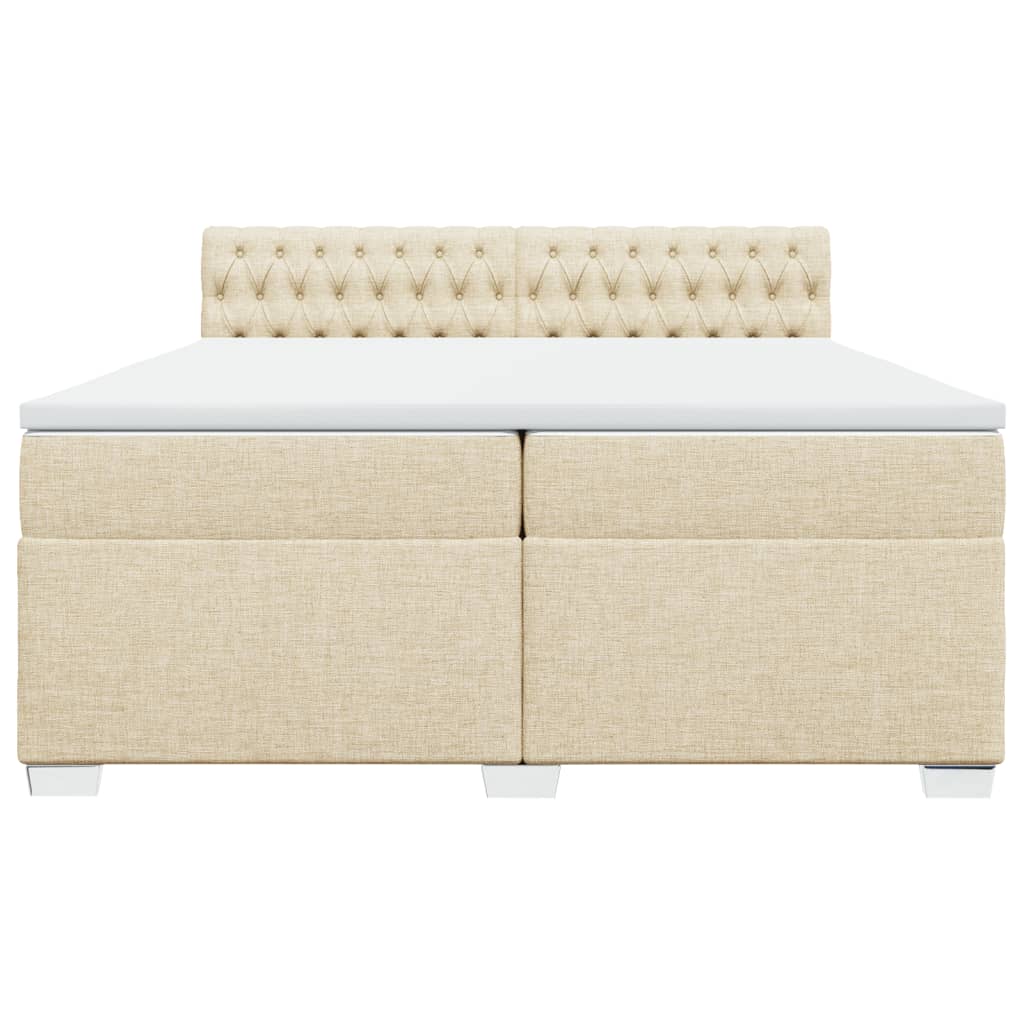 Boxspring met matras stof crèmekleurig 200x200 cm