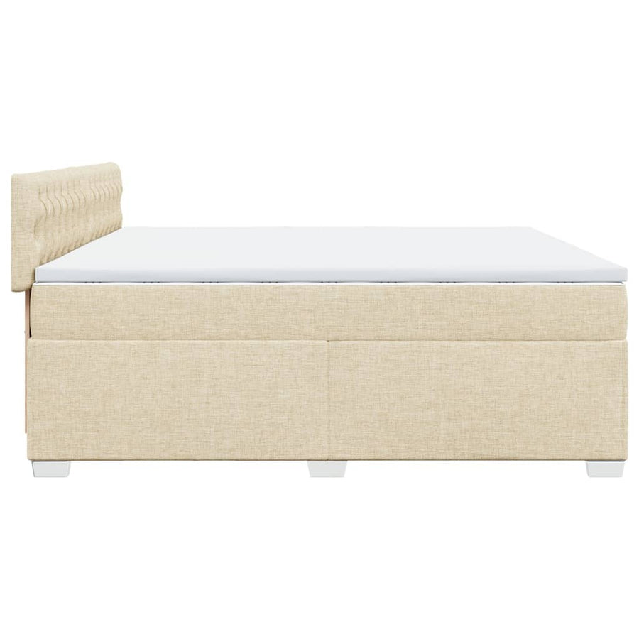Boxspring met matras stof crèmekleurig 200x200 cm