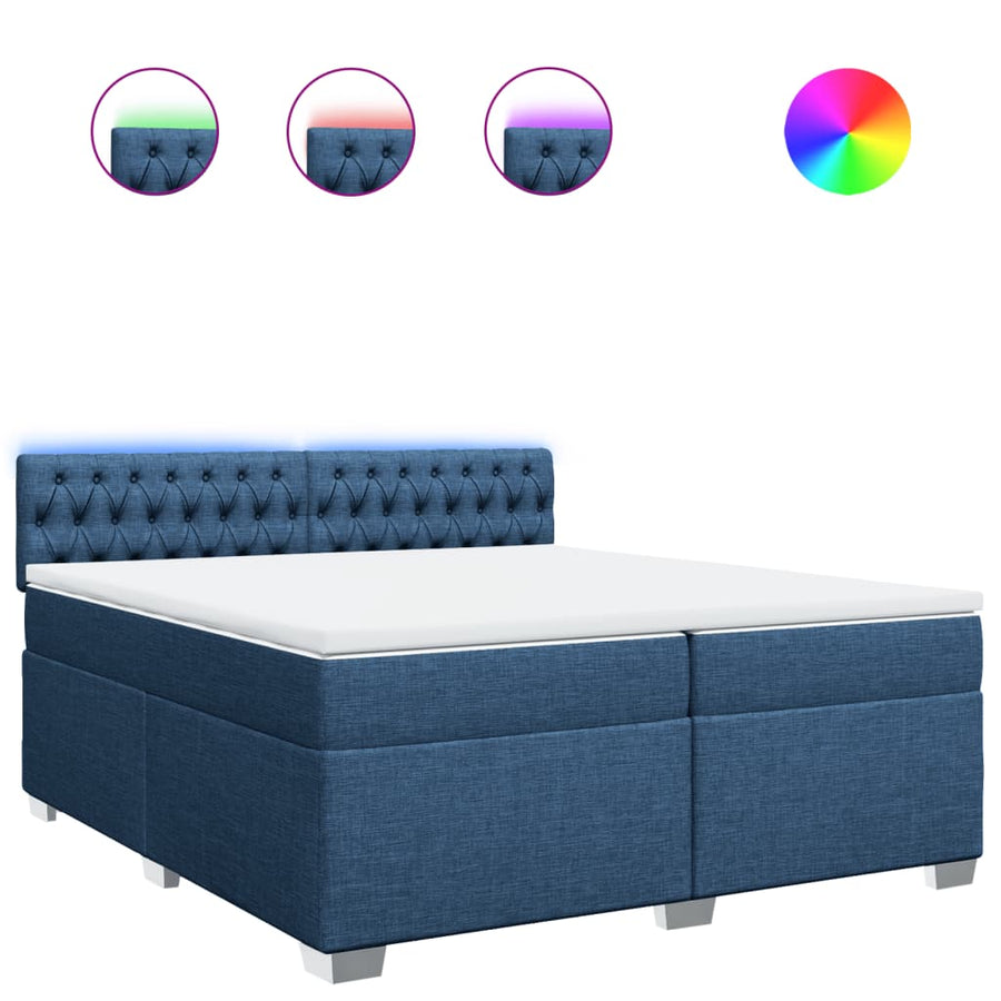 Boxspring met matras stof blauw 200x200 cm