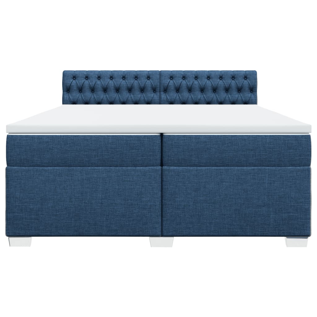 Boxspring met matras stof blauw 200x200 cm
