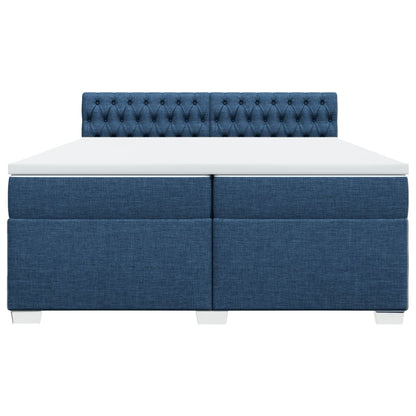 Boxspring met matras stof blauw 200x200 cm