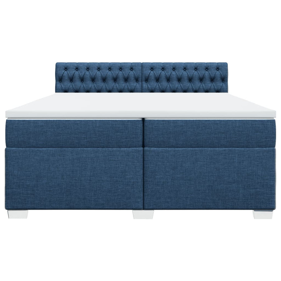 Boxspring met matras stof blauw 200x200 cm
