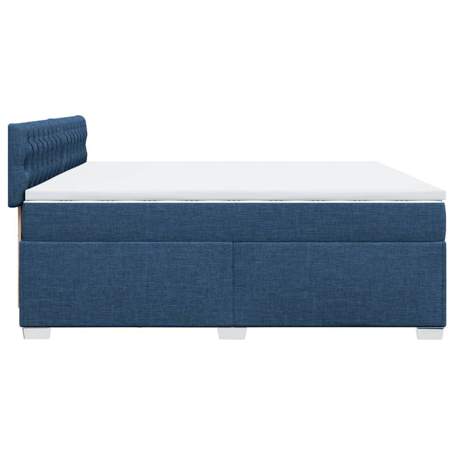 Boxspring met matras stof blauw 200x200 cm