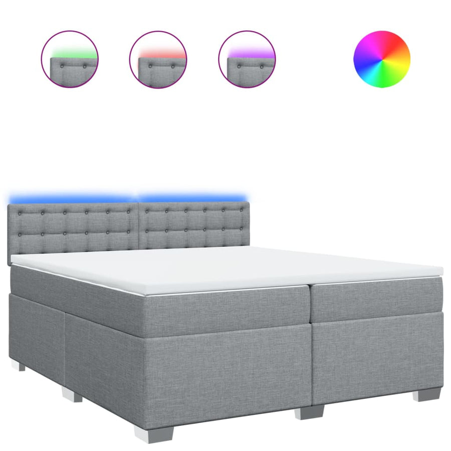 Boxspring met matras stof lichtgrijs 200x200 cm
