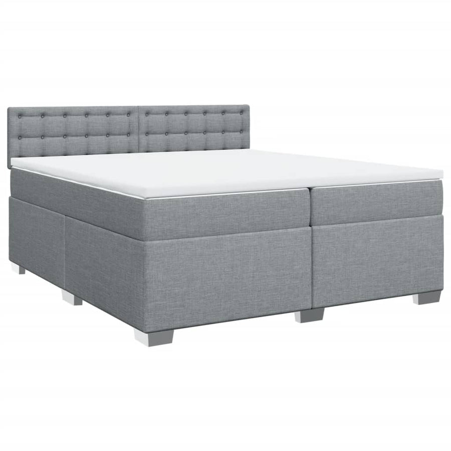 Boxspring met matras stof lichtgrijs 200x200 cm