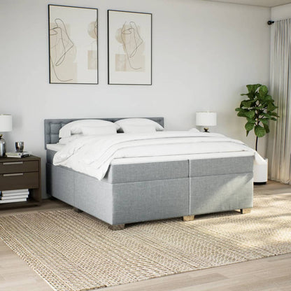 Boxspring met matras stof lichtgrijs 200x200 cm