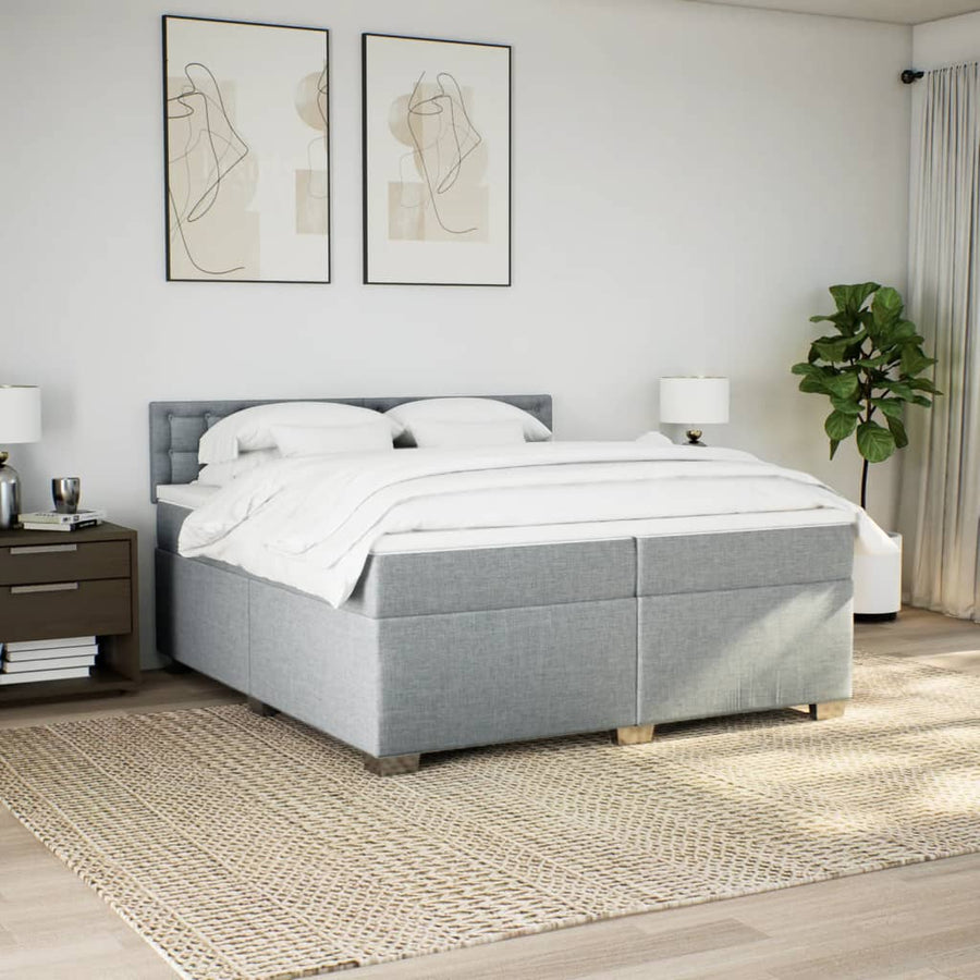 Boxspring met matras stof lichtgrijs 200x200 cm