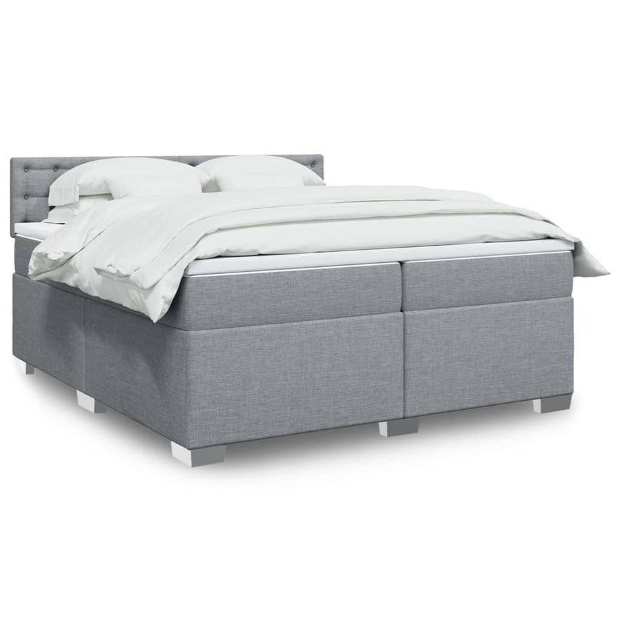 Boxspring met matras stof lichtgrijs 200x200 cm
