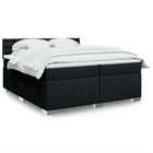 Box spring bed with mattress fabric black 200x200 cm