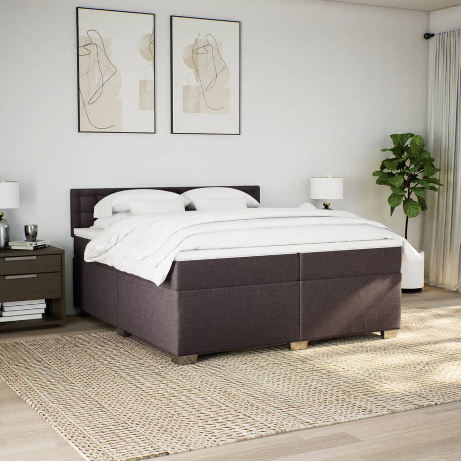 Boxspring met matras stof donkerbruin 200x200 cm