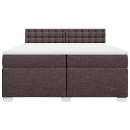Boxspring met matras stof donkerbruin 200x200 cm