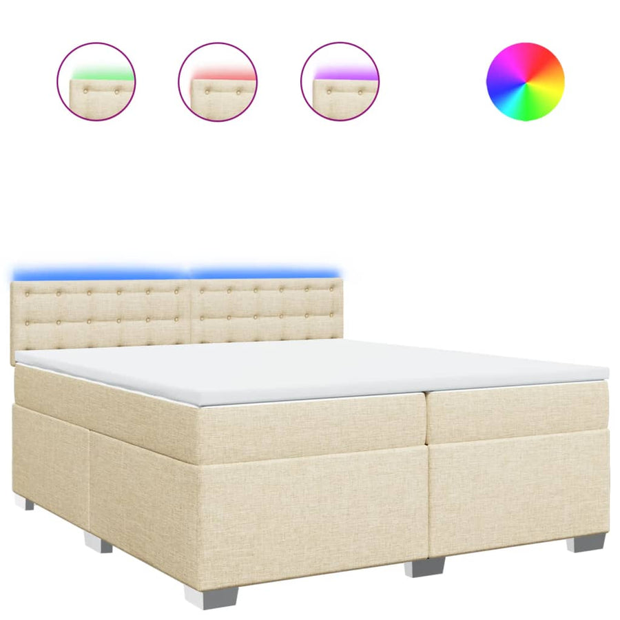 Boxspring met matras stof crèmekleurig 200x200 cm